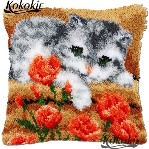 Crocheting Rug Yarn embroider Needlework kits Threads embroidery throw pillow 3d Latch Hook Rug Kits cat cross stitch sets sale