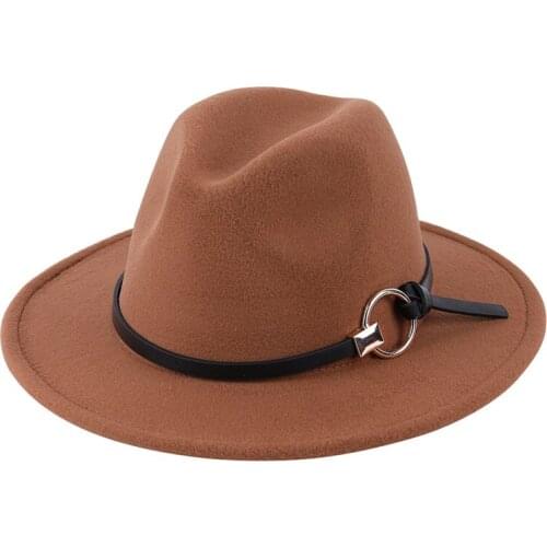 Women Ladies Wool Felt Hat Wide Brim Wool Panama Casual Formal Party Winter