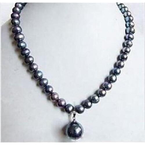 09943 Black Tahitian Pearl Necklace Shell Pearl Drop
