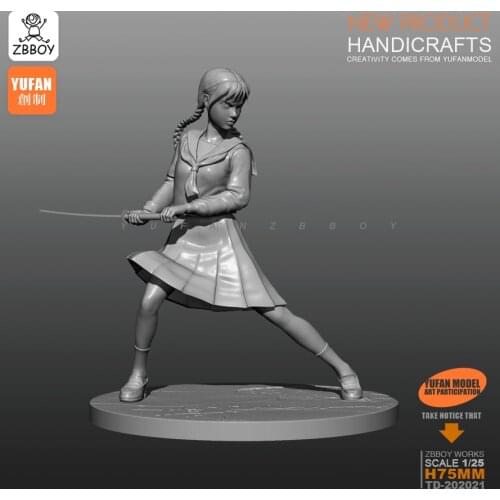 1/24 Resin Kits sword school uniforms girl resin Soldier self-assembled 75mm TD-202021