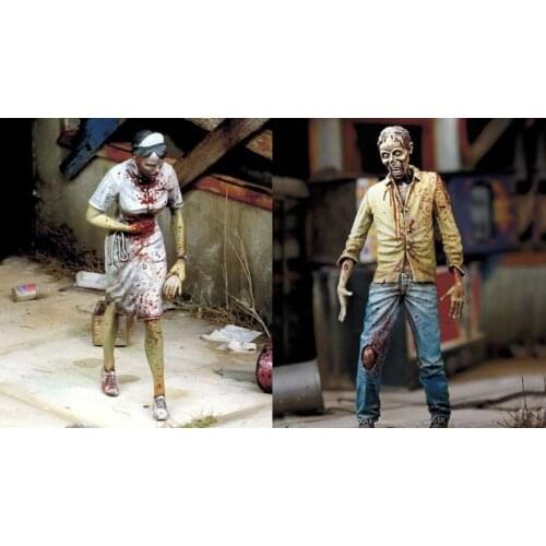 1/35 soldier Walking Man and woman Zombie Resin figure Model kits Miniature gk Unassembly Unpainted
