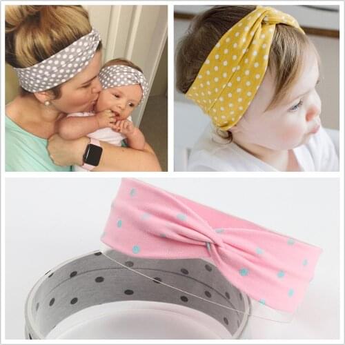 1PCS Cute Fashion Baby Girls Boys Knot Headband Children Rabbit Ear Turban Elastic Dots Printing Cotton Hair Bands