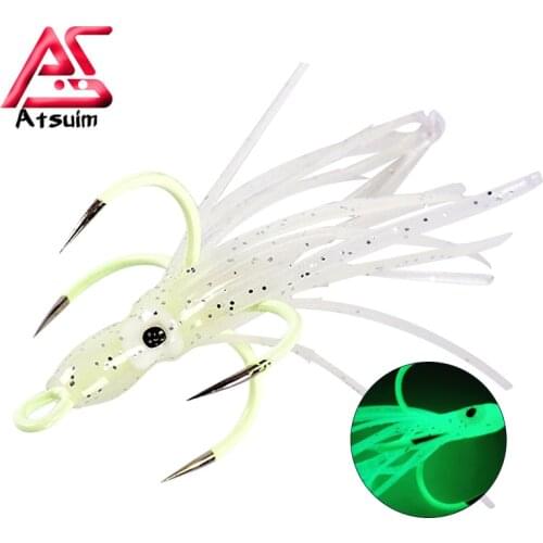 10pcs/set Luminous Four-claw Fishing Hook Four Claw Hooks and Four Anchor Hooks with Two Types of Luminous Octopus Baits