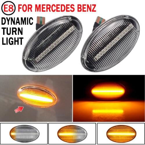 2Pcs Dynamic LED Turn Signal Lights Side Marker Car Accessories for Smart 450 452 & Mercedes-Benz W168 W639 W447 Citan 415