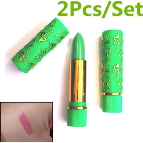 2Pcs Dark Green Magic Spotting Lipgloss Lipstick Long Lasting Lip Liner Butterfly Cosmetics Makeup Maquiagem