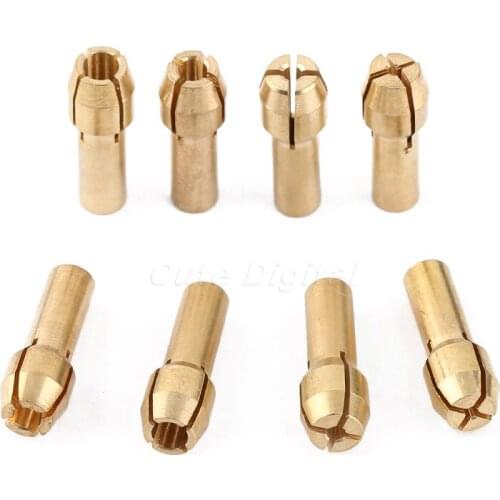 8pcs/2sets Mini Brass Collet Drill Chucks 1mm/1.6mm/2.3mm/3.2mm Adapter Rotary Tool for DREMEL 1/25" 1/16" 3/32" 1/8" Accessory
