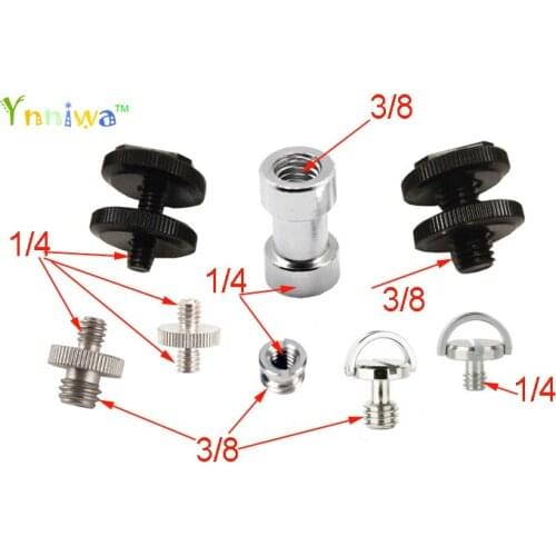 8 in 1 1/4" 3/8" Screw Spigot Stud Screw and Tripod Mount Screw and D-Ring Convert Adapter Kit for SLR Camera Tripod