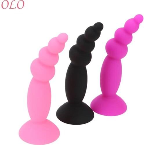 OLO Pull Beads Anal Plug Silica Gel Dildo Emulation Of Penis Masturbate Sex Toys For Women Vaginal Massage