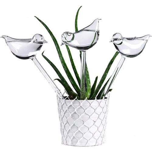 Bonsai Self Watering Glass Bird Globe with Bird Head Hole Spiking Into Flowerpot Soil Flower Pot Auto Irrigation Device