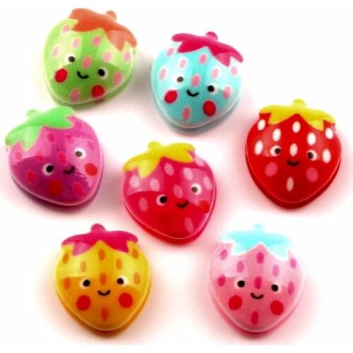50Pcs Mixed Resin Strawberry Decoration Crafts Beads Flatback Cabochon Kawaii Embellishments For Scrapbooking DIY Accessories