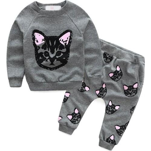 New winter Autumn children suits boys girls clothing Cotton T-shirt pants baby kids 2 pcs suit