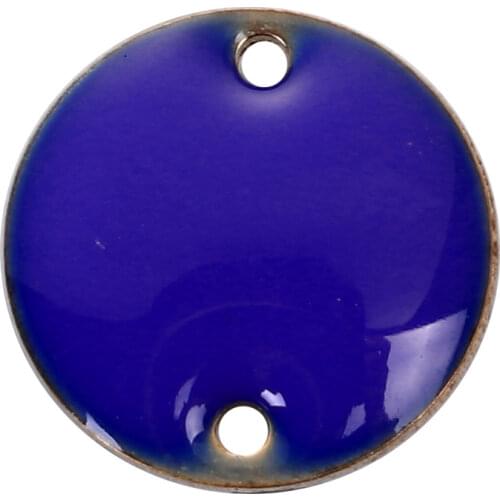 Doreen Box Copper Multicolor Enamelled Sequins Connectors Round Unplated Enamel DIY Jewelry Components 12mm( 4/8") Dia, 10 PCs