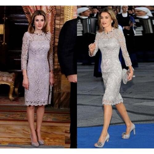 Elegant Long Sleeve Lace Mothers Dresses Knee Length Women Formal Gown Mother of the Bride Groom Dress