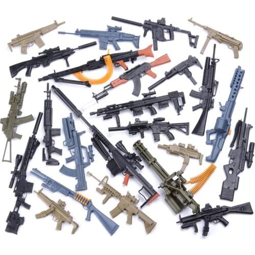 Fantasy Set 1/6 Assembly Plastic Military Weapon Gun Accessories Safe Model 98K Sniper rifle MP4 Rifle UZI toys for boys A418