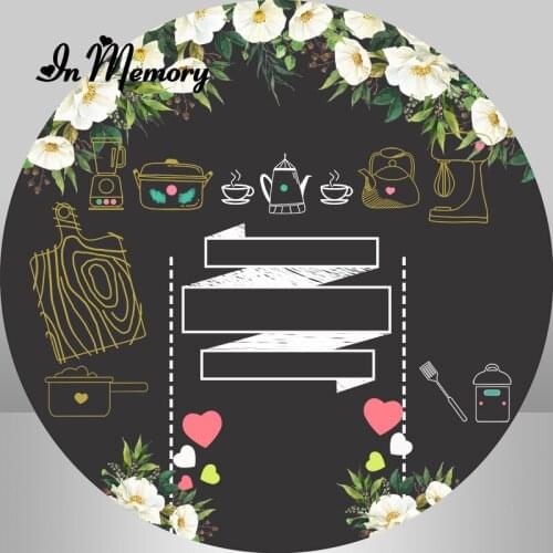 Round Backrops For Photography Flowers Blackboard Dessert Coffee Shop Poster Custom Photocall