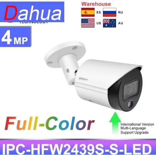 Dahua IP camera Original 4MP HD IPC-HFW2439S-SA-LED-S2 POE Built-in Microphone & SD card IP67 IPC H.265 Colorful Night Vision