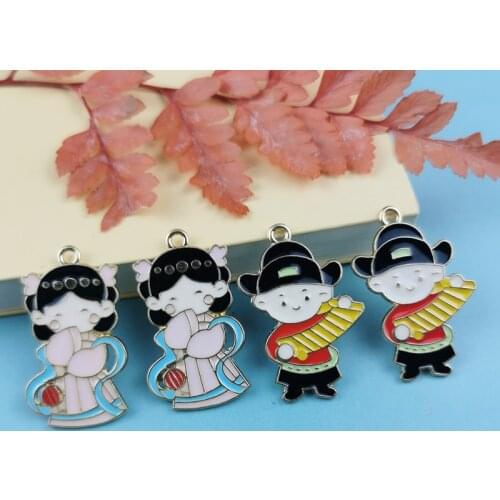 JeQue 10pcs Alloy Couples Pendants Cartoon Character Enamel Charms Girl Boy Dangles Fit DIY Earring Necklace Jewelry Accessory
