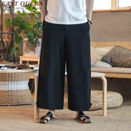 Chinese traditional kung fu wushu pants clothing for men male linen oriental style wide leg pants trousers outfits KK2319