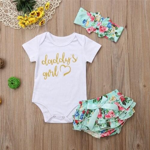 PUDCOCO Newborn Infant Baby Girls Outfit Clothes Tops Romper Jumpsuit Bodysuit+Pants Set