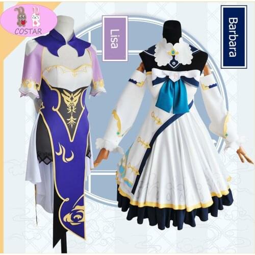 COSTAR Genshin Impact Barbara Lisa Game Suit Elegant Dress Uniform Cosplay Costume Halloween Party Outfit For Women 2020 NEW