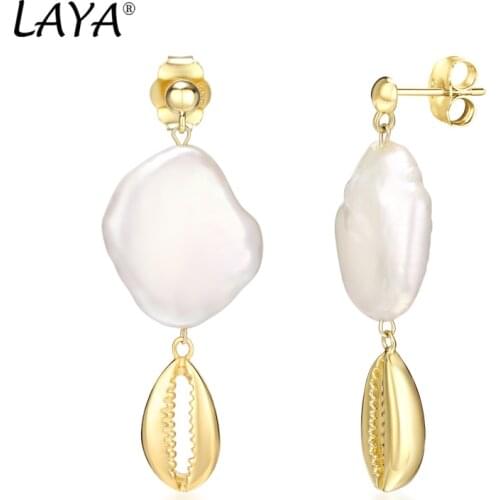 Laya Natural Baroque Pearl Earrings For Women 925 Sterling Silver Fashion Elegant High Quality Fine Jewelry 2021 Trend