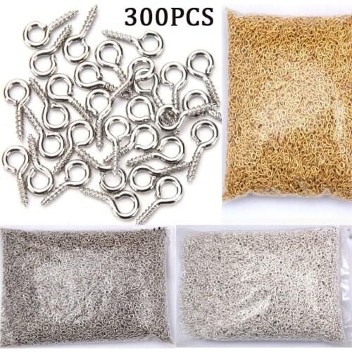 300Pcs Small Tiny Mini Eye Pins Eyepins Hooks Eyelets Screw Threaded Gold Clasps Hooks Jewelry Findings For Making DIY