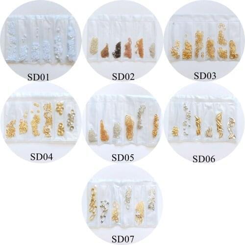 One bag metal stud 6 designs per bag metal deco Flower Curved Stud Decoration Set SD15-21