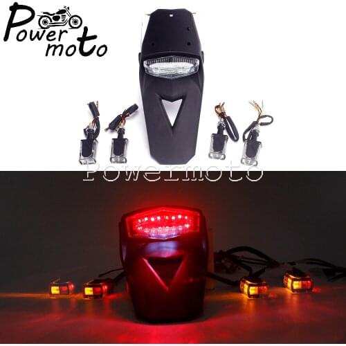 Motorcycle LED Fender Rear Tail Light Brake Stop Lamp Turn Signal Lights ABS Taillights Universal For Dirt Bike Custom Bikes