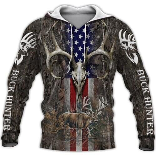 Hunting Legend 3D Print Graphic Hoodie Men 2021 Sweatshirt Streetwear Oversize Casual Zip Pullover Harajuku Hoodie Shirt Homme