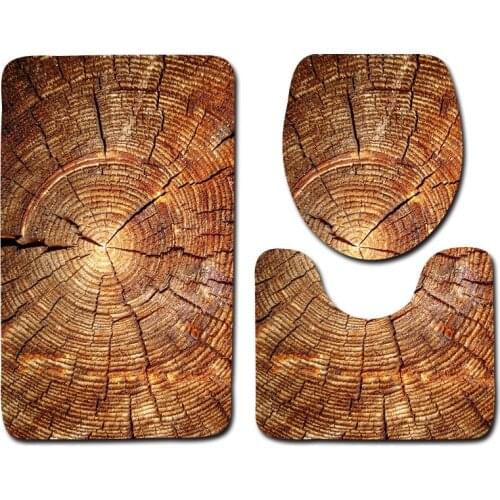 Wood grain pattern Bathroom Decor Toilet Three-piece set Anti Slip Bath Mats Sets bathroom products bathroom carpet bathroom mat