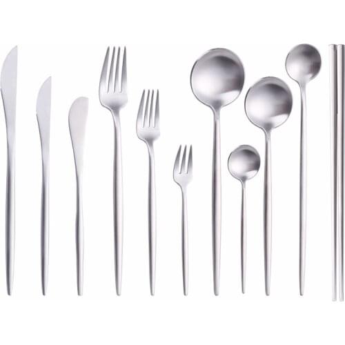 Cutlery Set Stainless Steel Silver Dessert Western Tableware Coffee Tea Spoon Utensils Kitchen Party Dinnerware Set Dropshipping
