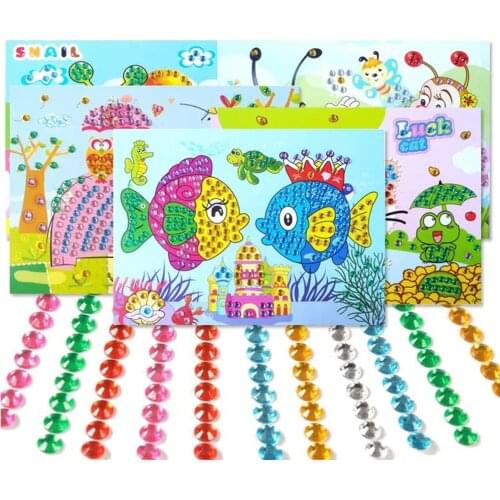 5pcs/lot DIY Diamond Stickers Handmade Crystal Paste Painting Mosaic Puzzle Toys Random Color Kids Child Stickers Toy Gift