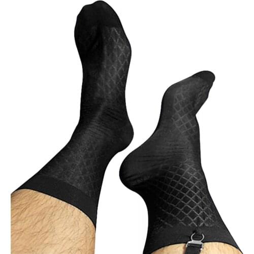 Brand New Men Silks Socks Rhombus Formal Sexy Dress Suits Socks Softy Male Gay Socks High Quality Best Price