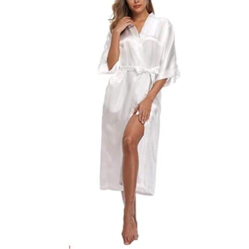 2021 New Satin Chiffon Robes Bridesmaid Robes Bride Robe Women Wedding Long Robe Bathrobe White Robe Satin Robe