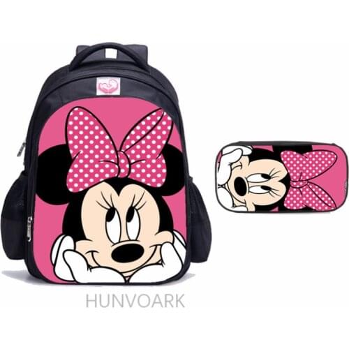 16 Inch Disney Minnie Mouse Children School Bags Orthopedic Backpack Kids School Boys Girls Mochila Infantil Catoon Bags