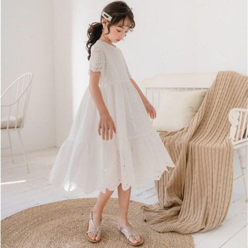 Girls dress 2020 4-16Y Princess-dress With LACE dress girl wedding kids clothes communion summer dress 2020 for toddler Girls