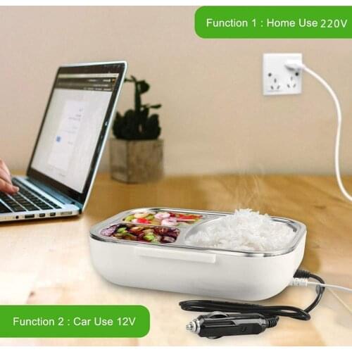 Portable 12V 220V Car Office Electric Heating Lunch Box Meal Heater Food Warmer Storage Container Stainless Steel Bento Box Kids