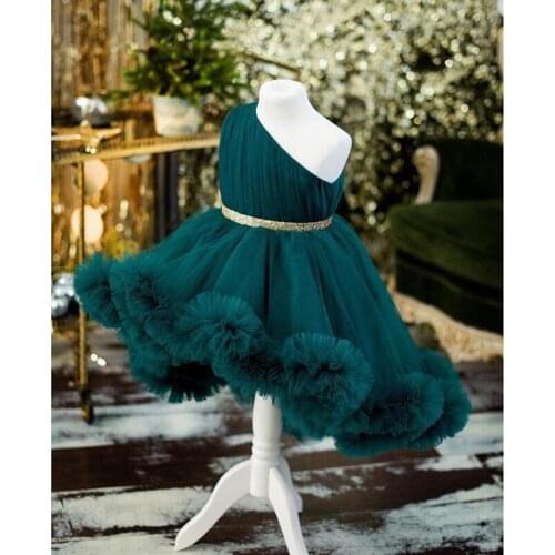Puffy Cloud Ruffles Little Flower Girls Dresses Children Kids Prom Party Photoshoot Dress for Baby Shower Photography Props