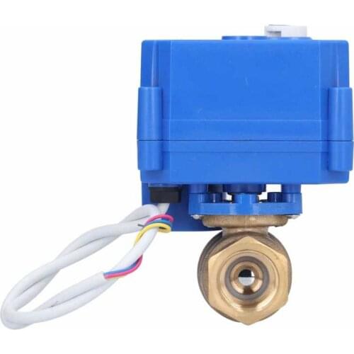 DC 12V DN15 Motorized Ball Valve Brass Straight Pipe Pressure Device With Switch Indication Pipeline Fitting