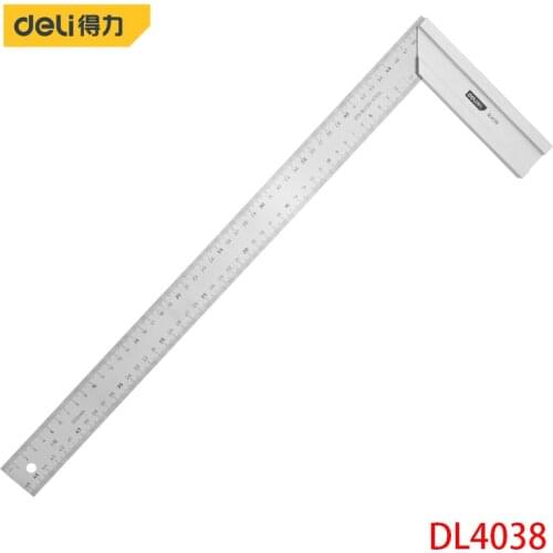 Deli DL4038 Steel Square Measuring Tools Specification: 500mm Stainless Steel Tape + Aluminum Alloy Base Dual Scale Design