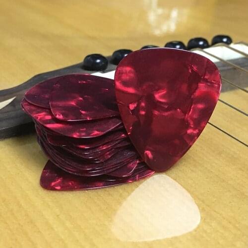 Lots of 100pcs Red Pearl Thin 0.46mm Celluloid Guitar Picks Standard Plectra