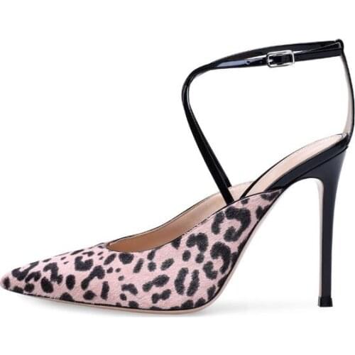 Carpaton 2019 Spring Autumn Must Have New Ladies sexy pink leopard print pointed slingback shoes super high heel dinner shoes
