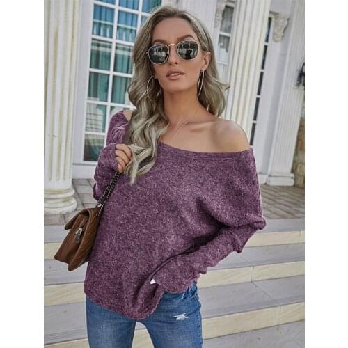 Womens new Fad autumn and winter loose long-sleeved round neck pullover knitted sweater