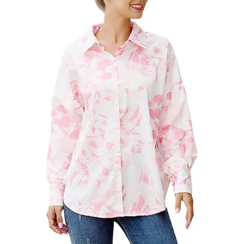 1 Pieces Fashion Women’s Printed Shirt Ladies Loose Long Sleeve Button Blouses Winter And Autumn Top Gift рубашка женская