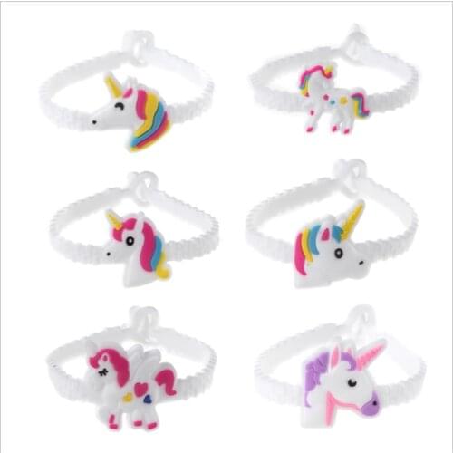 6pcs/lot Unicorn Party Rubber Bangle Bracelet Birthday Party Decorations Kids unicornio party favors wedding gifts for guests.S