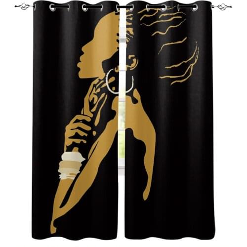 African Women Silhouette Black Blackout Curtains For Living Room Window Curtains For Bedroom Kitchen Curtains Drapes Blinds