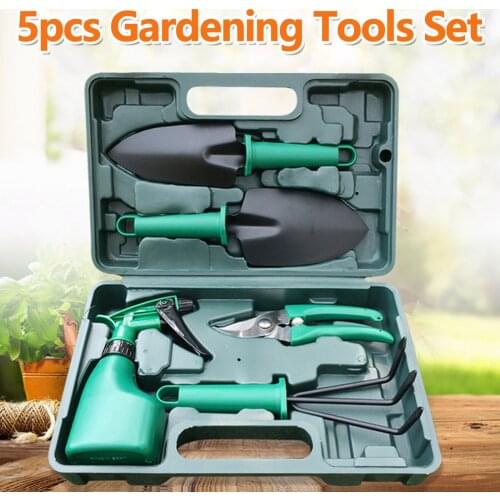 ANENG 5pcs Gardening Tools Set Shovels Rake Pruning Shear Watering Can and Storage Box Ideal Gift for Gardening Lovers