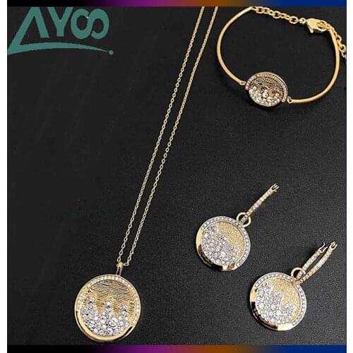 AYoo high-quality new SWA Wave, charming simple fashion jewelry golden round wave shape womens pendant necklace