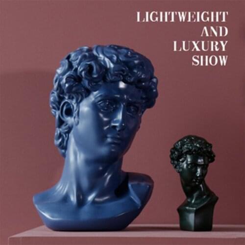 WU CHEN LONG David Bust Art Sculpture Resin Crafts Decorations For Home Gypsum Michelangelo Buonarroti Statue Material R4376