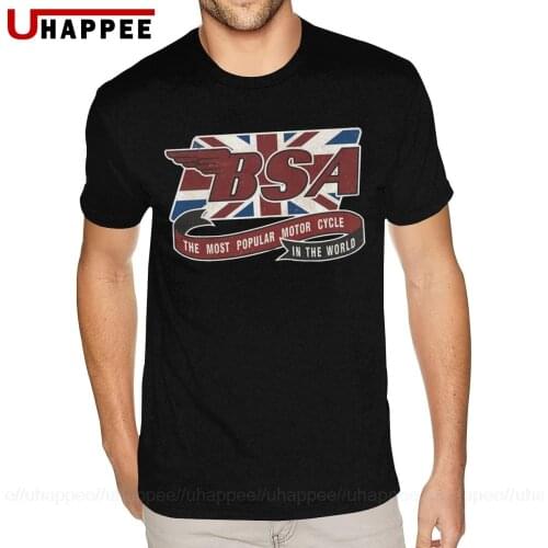 Cheap Graphic Retro BSA Motorcycle Shirt for Men XXXL Short Sleeve Blue Crew Neck Tees Shirts